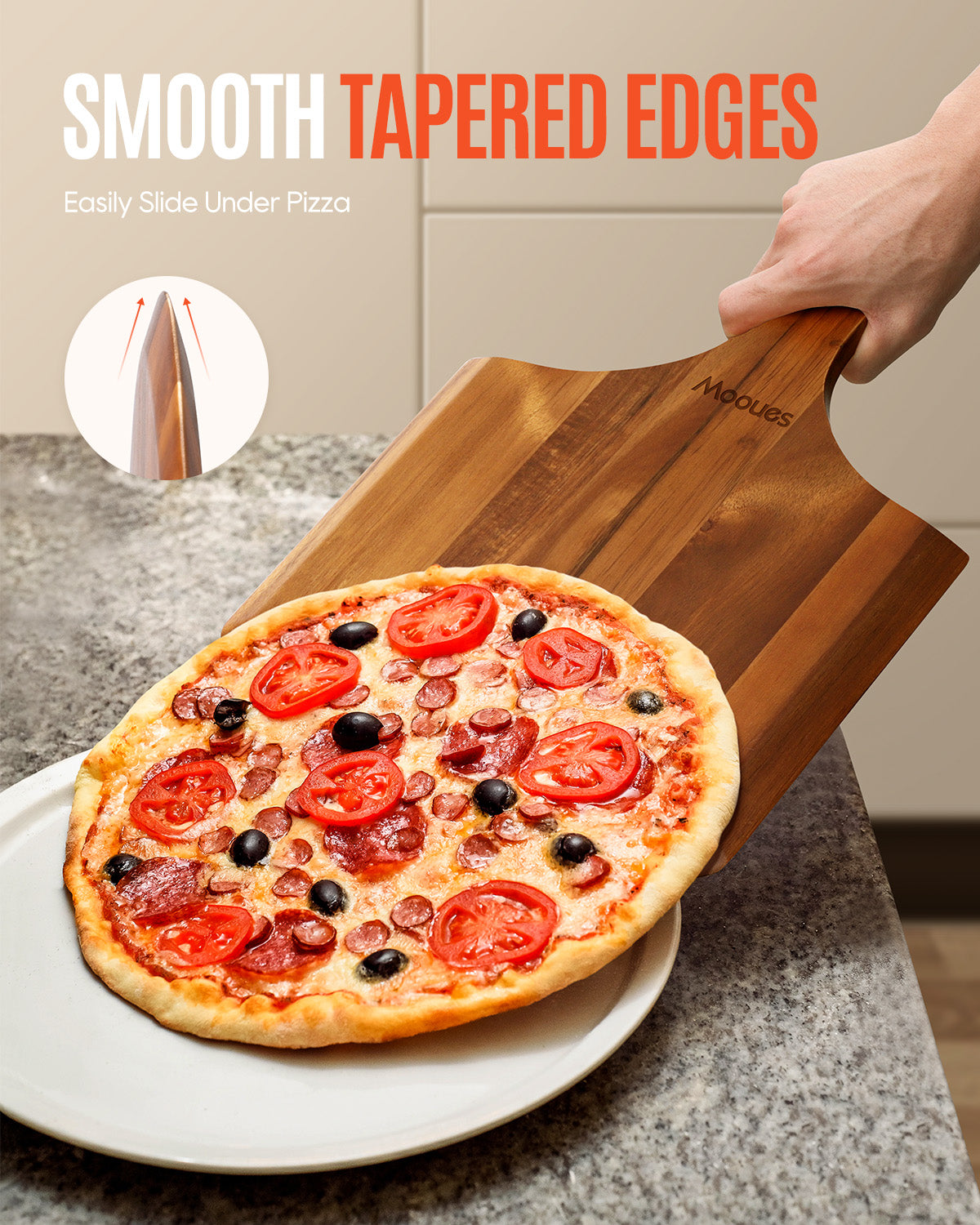 12 Inch Natural Wooden Pizza Peel