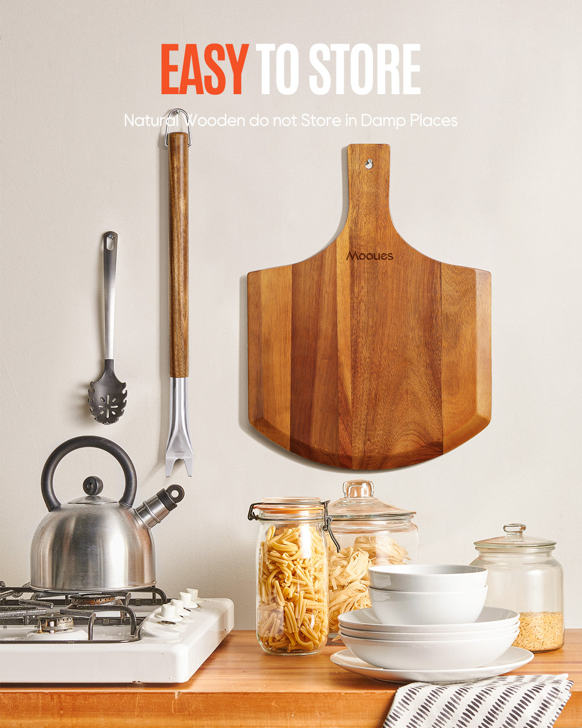 12 Inch Natural Wooden Pizza Peel