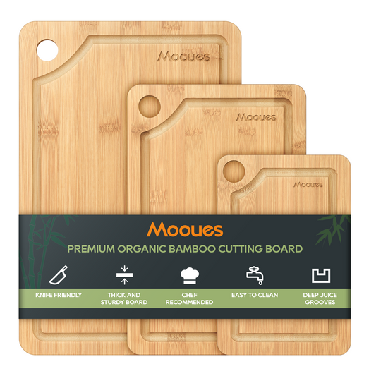 Natural Bamboo Cutting Board Set – 3-Piece Wooden Kitchen Boards