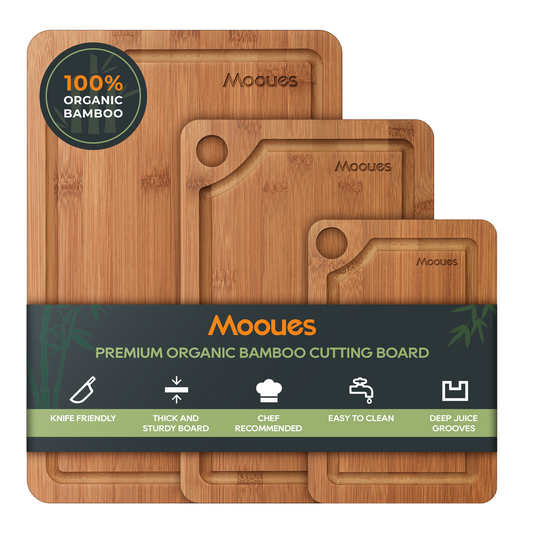 Brown Bamboo Cutting Board Set – 3-Piece Knife-Friendly Kitchen Boards