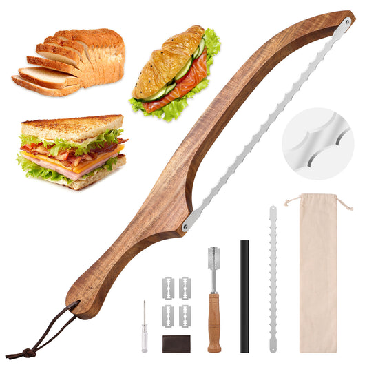 Bread Knife Set, Acacia Wood(15.7")
