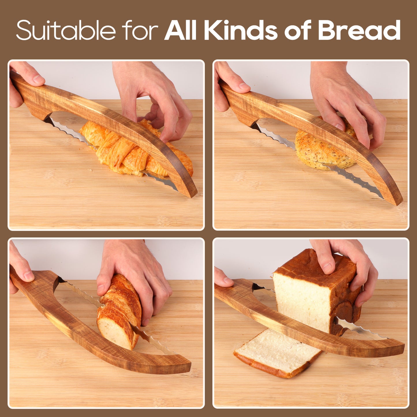 Bread Knife Set, Acacia Wood(15.7")
