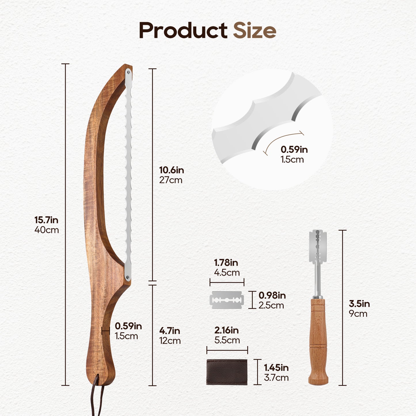 Bread Knife Set, Acacia Wood(15.7")