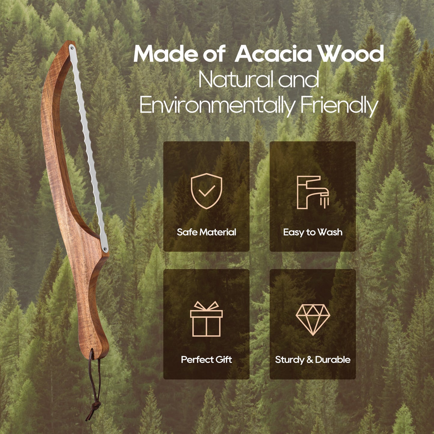 Bread Knife Set, Acacia Wood(15.7")