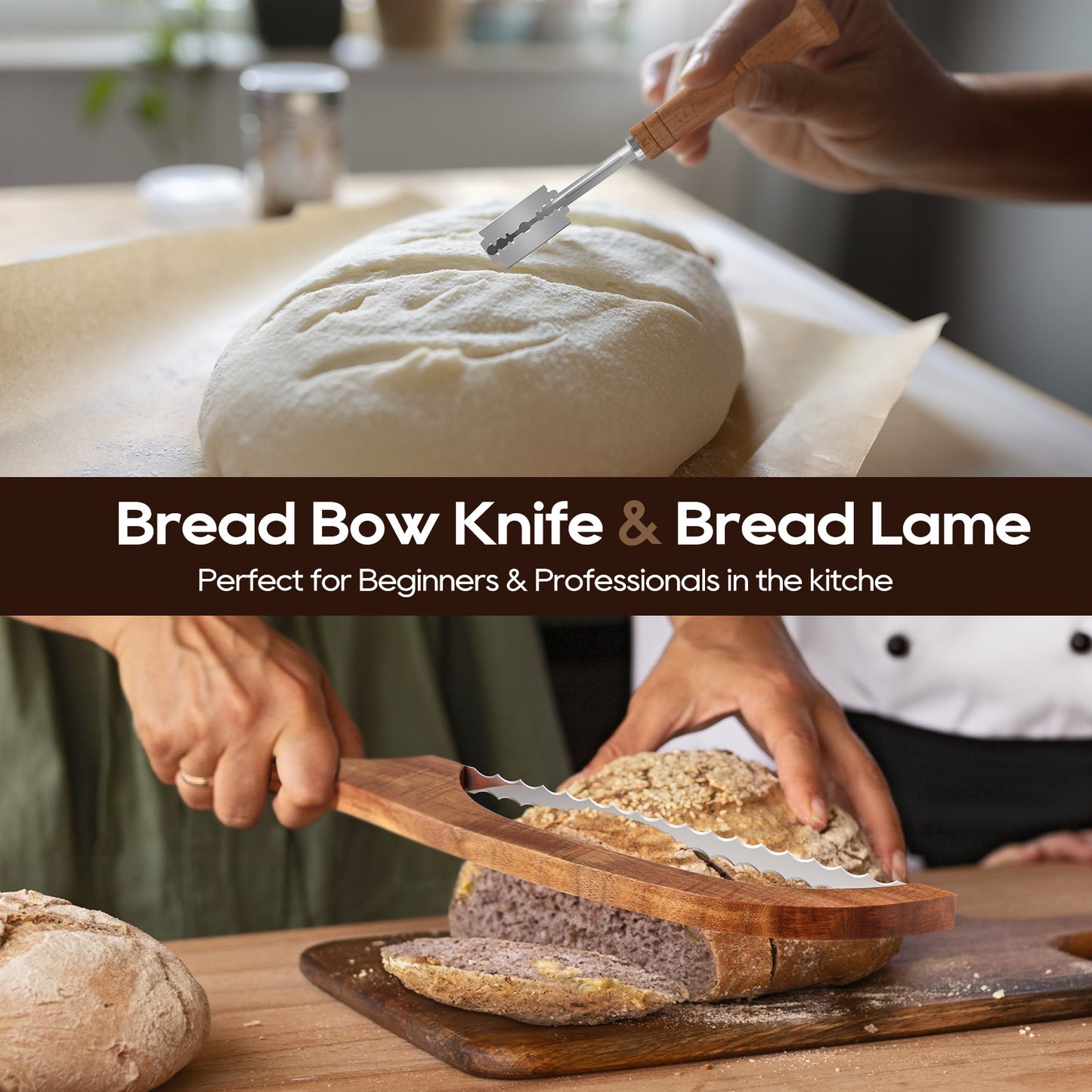 Bread Knife Set, Acacia Wood(15.7")