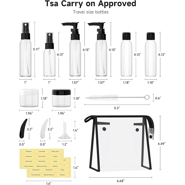 Morfone Travel Bottles Kits -TSA Approved Travelling Size Containers for Toiletries Leak Proof Refillable Liquid Travel Essentials with Toiletry Bag for Cosmetic Shampoo Conditioner Lotion