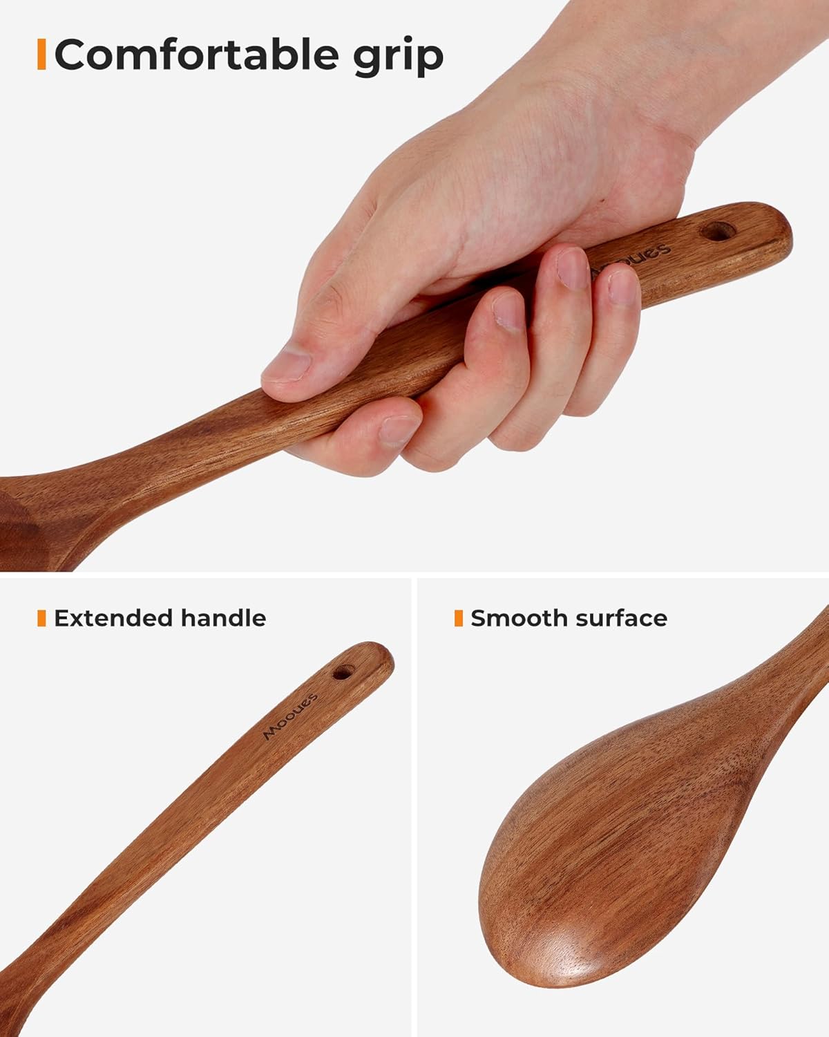 9-Piece Acacia Wood Kitchen Utensils Set with Holder & Spoon Rest