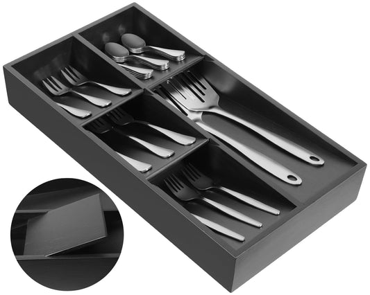 Bamboo Silverware Drawer Organizer-Removable Dividers