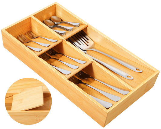 Bamboo Silverware Drawer Organizer
