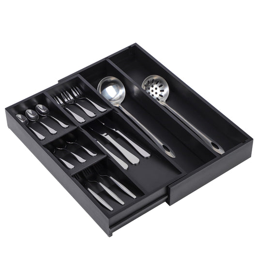 Bamboo Expandable Silverware Drawer Organizer Tray