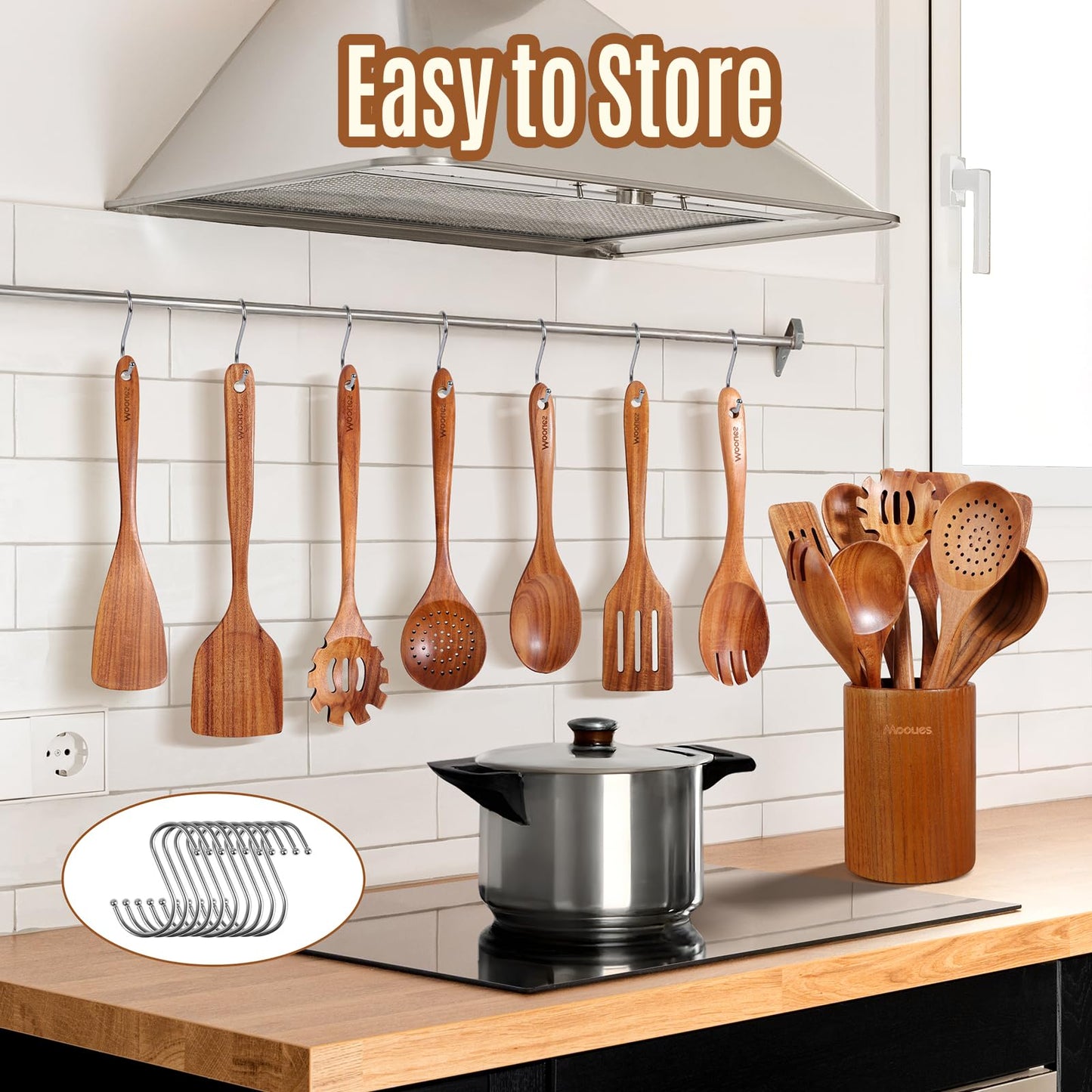 12PCS Teak Wood Kitchen Utensils – Heat-Resistant, Non-Stick Cooking Set