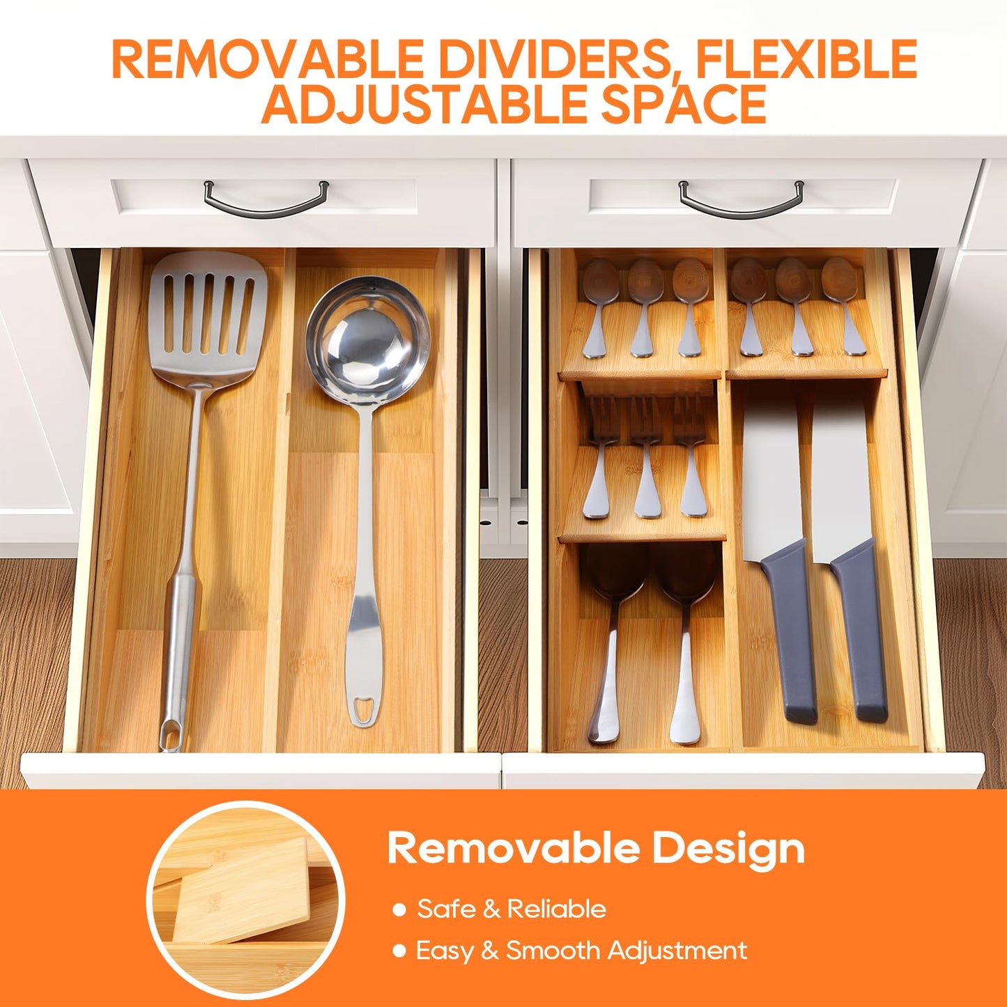 Bamboo Silverware Drawer Organizer