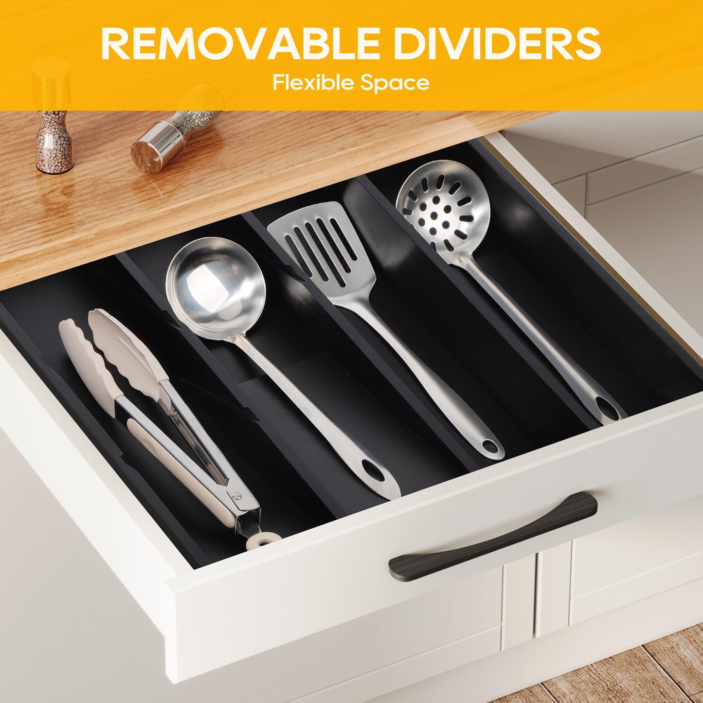Bamboo Expandable Silverware Drawer Organizer Tray
