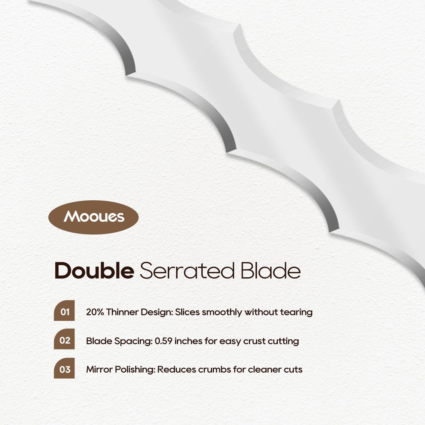 15.7″ Double Serrated Bread Knife with Acacia Wood Handle