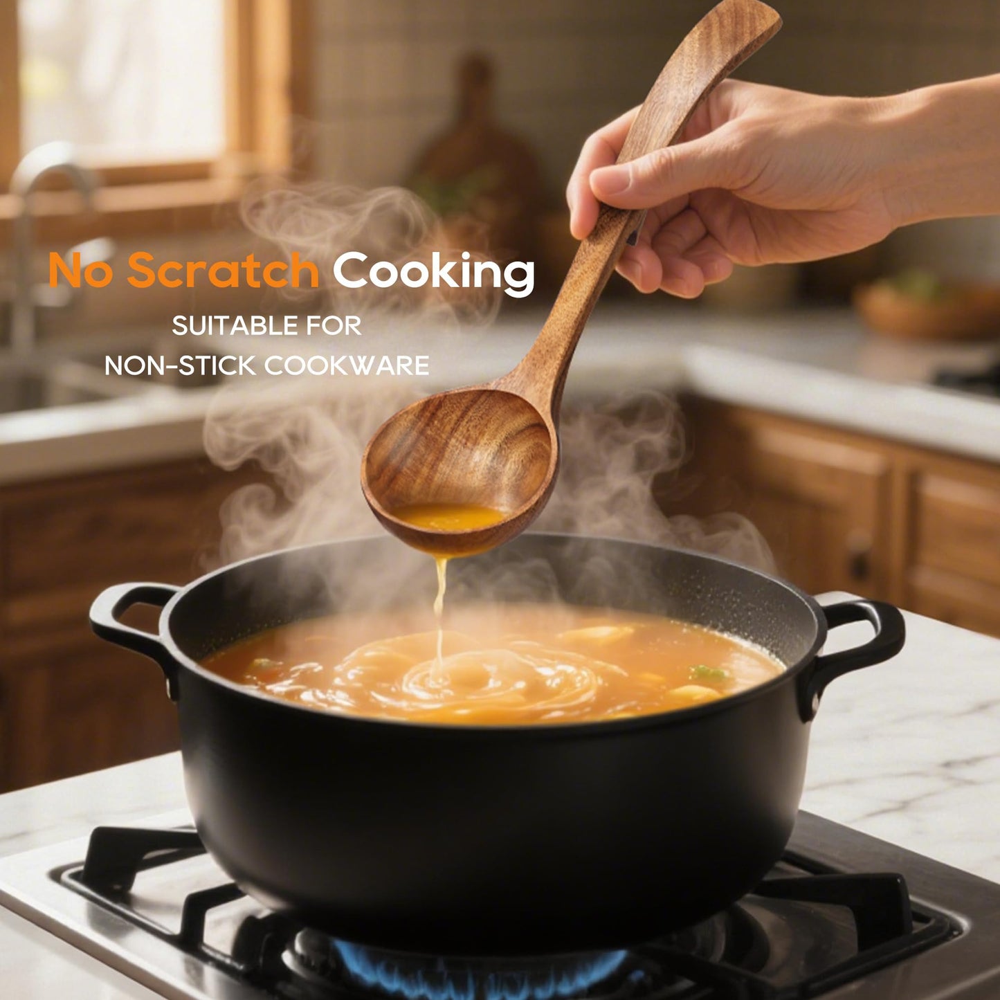 3-Piece Wooden Soup Ladle Set