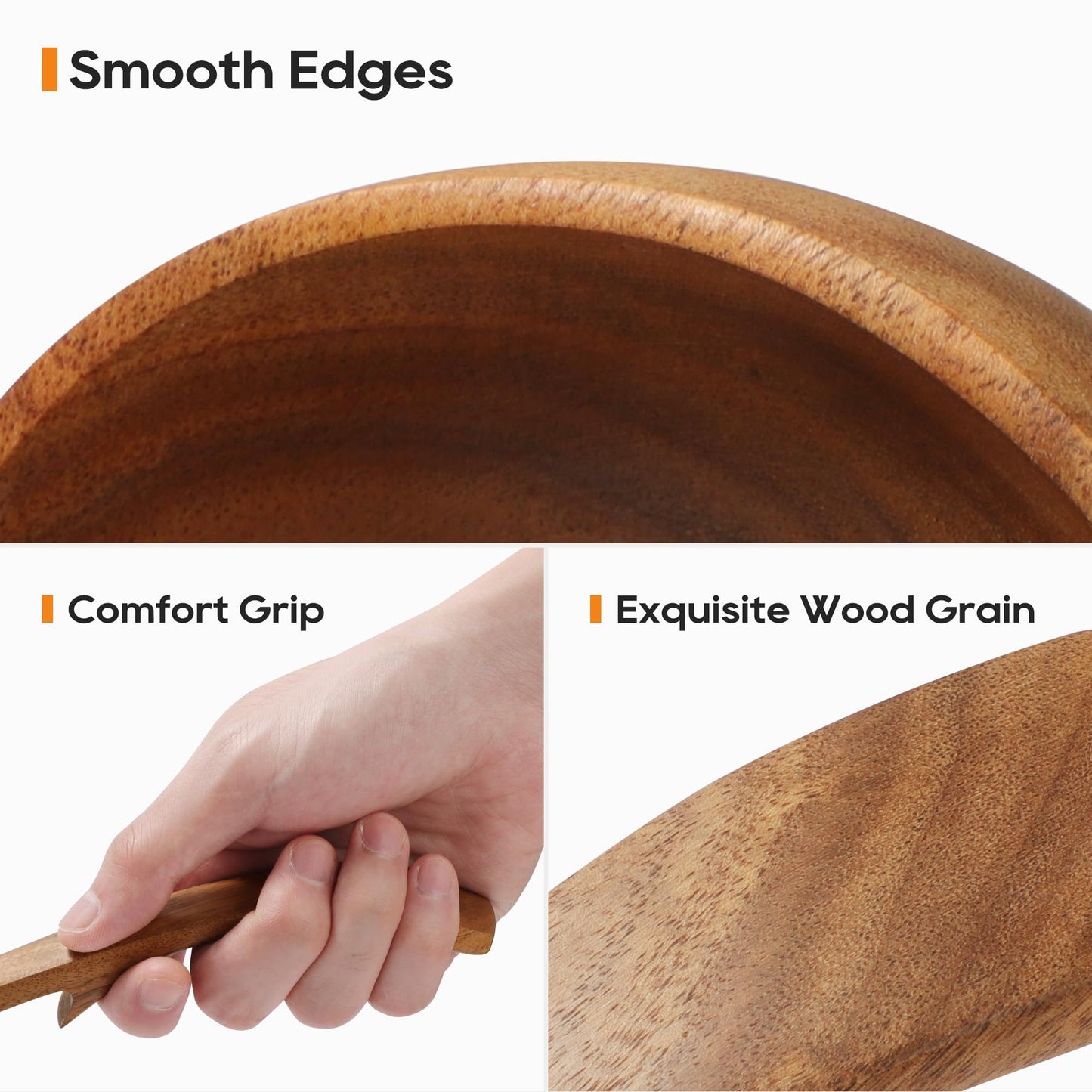 3-Piece Wooden Soup Ladle Set