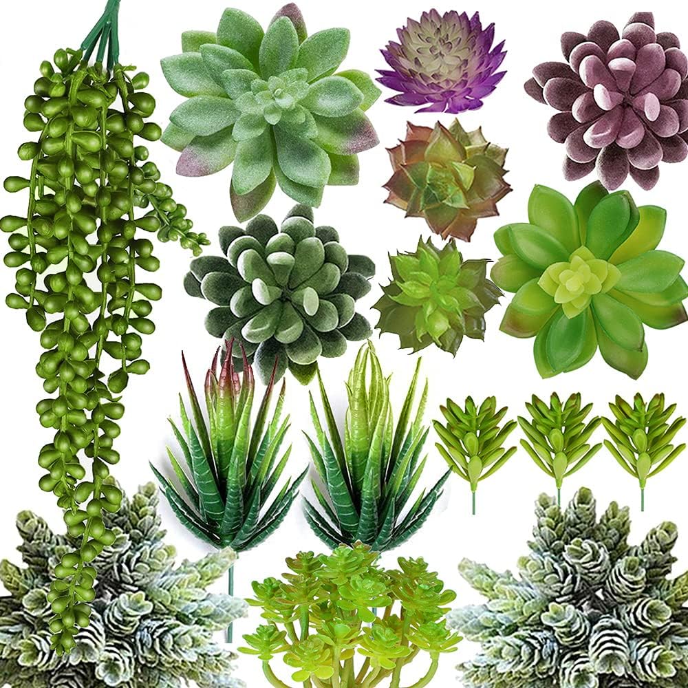 Anoak Faux Succulent Collection — 16-piece set · Unpotted