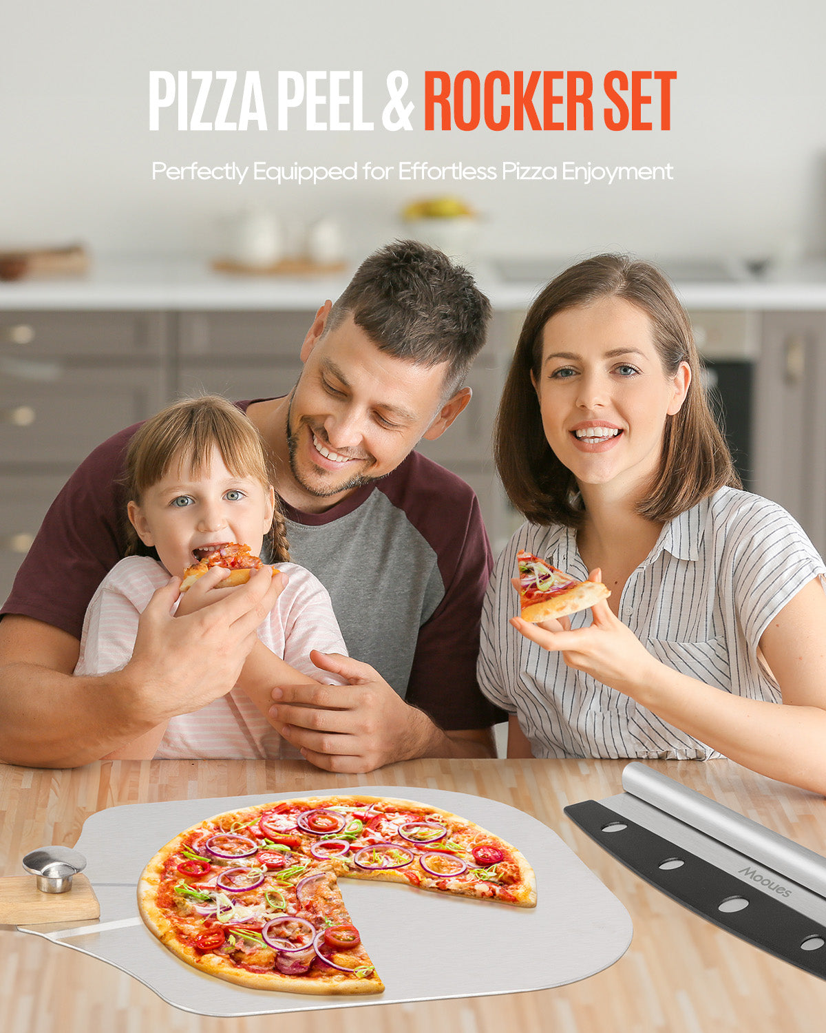 12" x 14" Aluminum Pizza Peel with Foldable Handle & Rocker Cutter