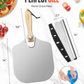 12" x 14" Aluminum Pizza Peel with Foldable Handle & Rocker Cutter