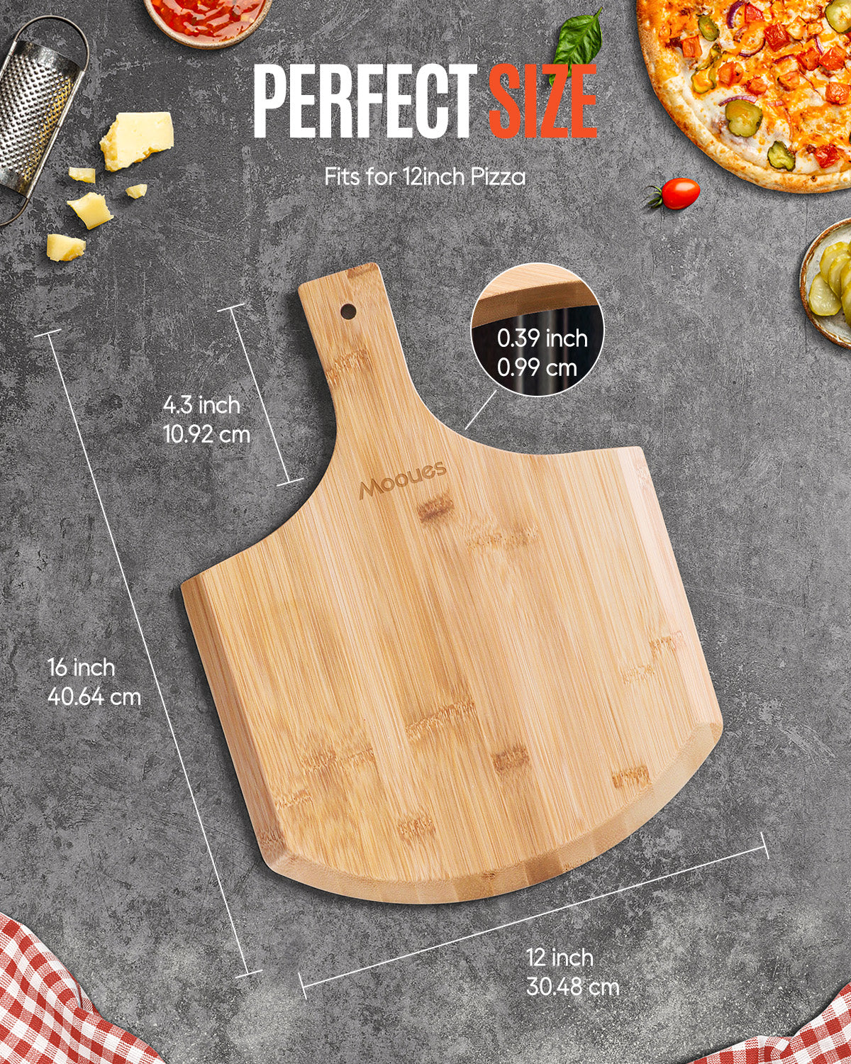 12 Inch Natural Bamboo Pizza Peel