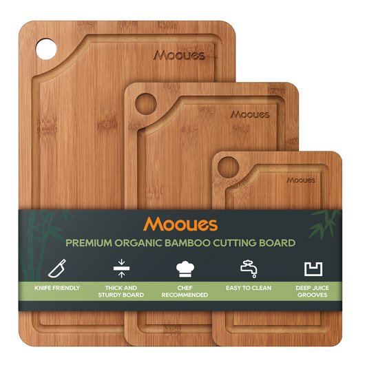 Brown Bamboo Cutting Board Set – 3-Piece Knife-Friendly Kitchen Boards