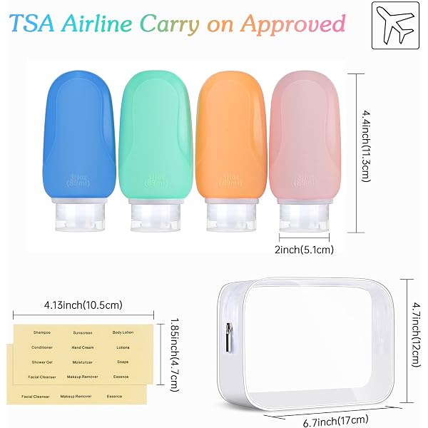 Travel Bottles 4Pack Leak Proof Silicone