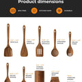9-Piece Acacia Wood Kitchen Utensils Set with Holder & Spoon Rest