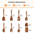 9-Piece Acacia Wood Kitchen Utensils Set with Holder & Spoon Rest