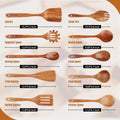 Upgraded Gift Box 10PCS Teak Wood Cookware Utensil Set with Hooks