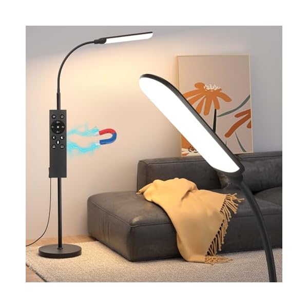 LED Floor Lamp, 18W Super Bright Floor Lamp for Living Room, Adjustable Stepless Colors & Brightness Standing Lamp, Eye Caring Reading Light with Remote | Adjustable Stepless Colors & Brightness Standing Lamp, Eye Caring Reading Light with Remote for Bedroom Office