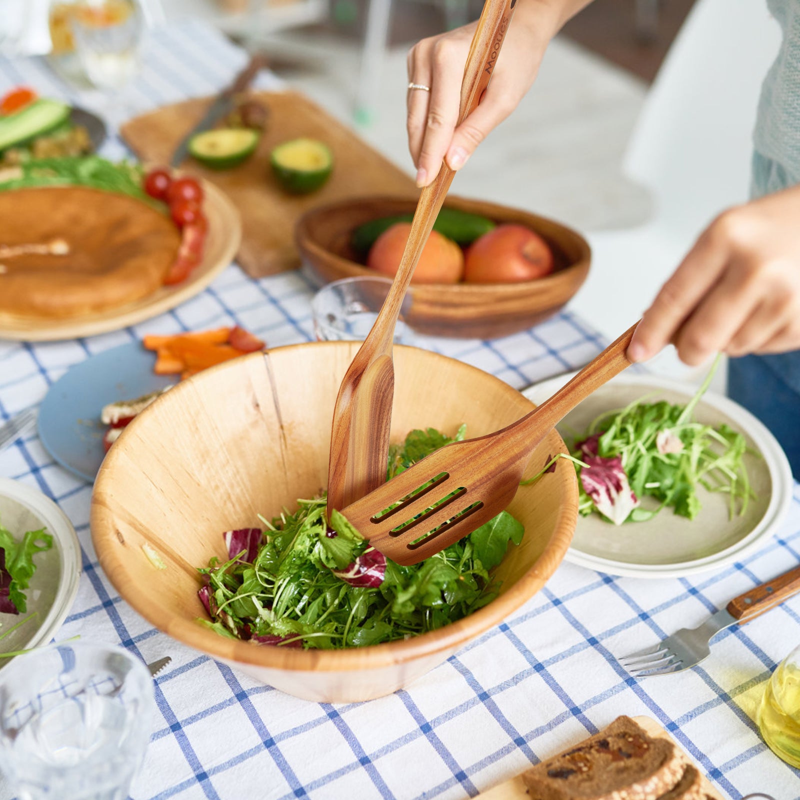 10-Piece Natural Teak Wooden Cooking Utensils Set