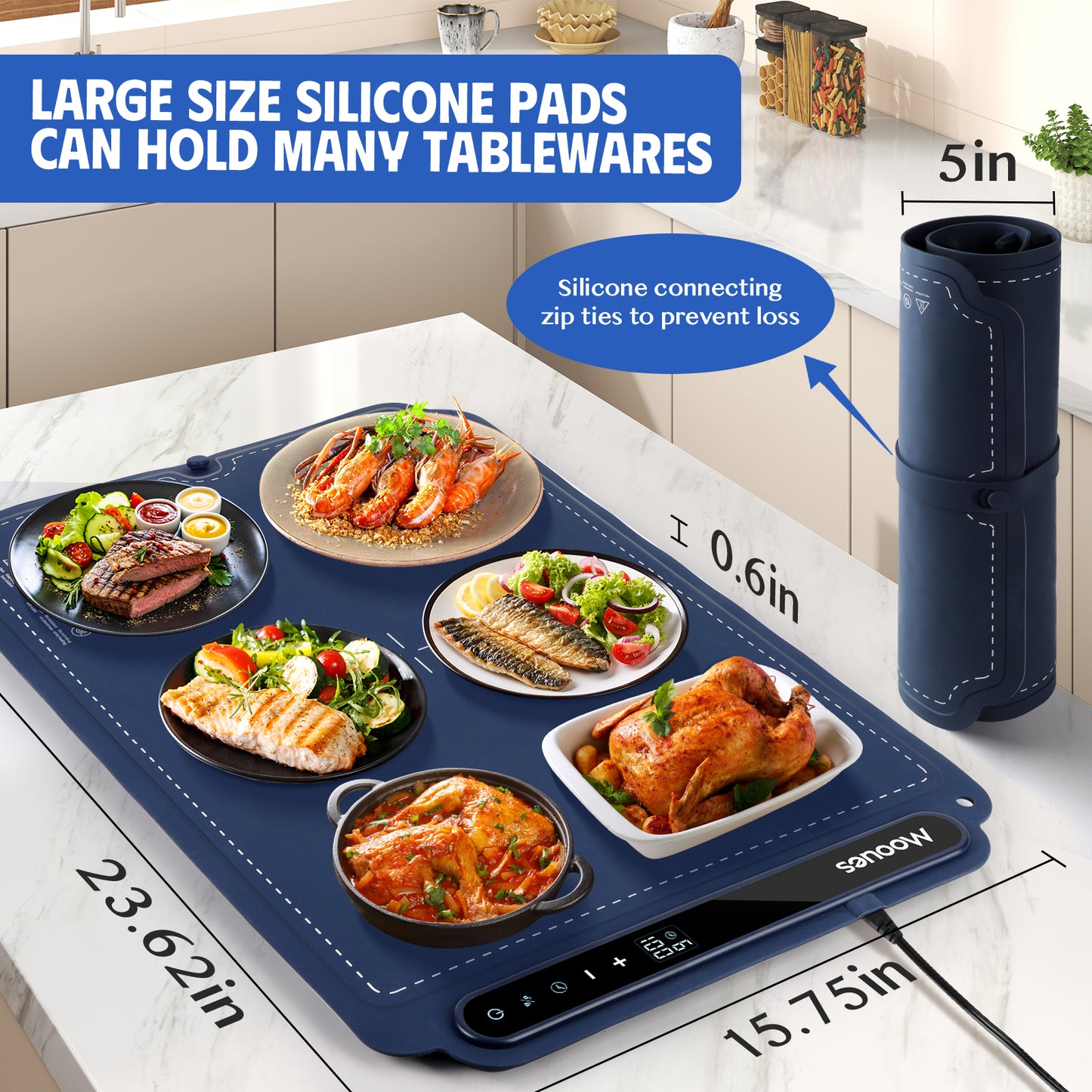 Electric Warming Tray, Portable Silicone Food Warming Mat