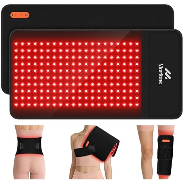 Morfone Cordless Red Light Pad, 30" x 14" Large Size Portable Infrared Light Belt for Body