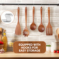 10PCS Teak Wood Cookware Utensil Set with Hooks