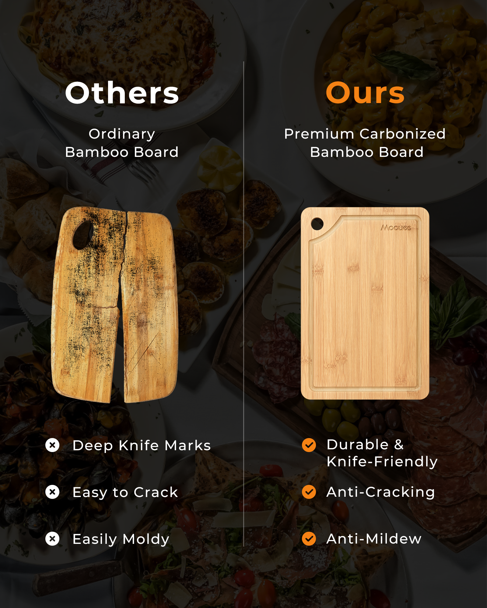 Natural Bamboo Cutting Board Set – 3-Piece Wooden Kitchen Boards