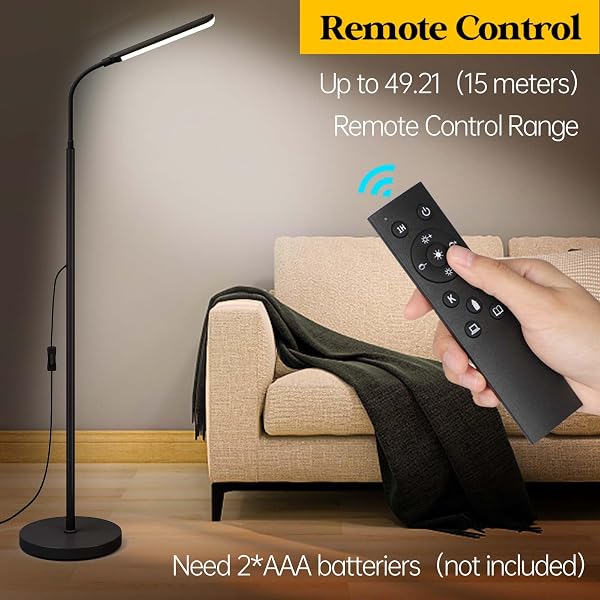 LED Floor Lamp, 18W Super Bright Floor Lamp for Living Room, Adjustable Stepless Colors & Brightness Standing Lamp, Eye Caring Reading Light with Remote | Adjustable Stepless Colors & Brightness Standing Lamp, Eye Caring Reading Light with Remote for Bedroom Office