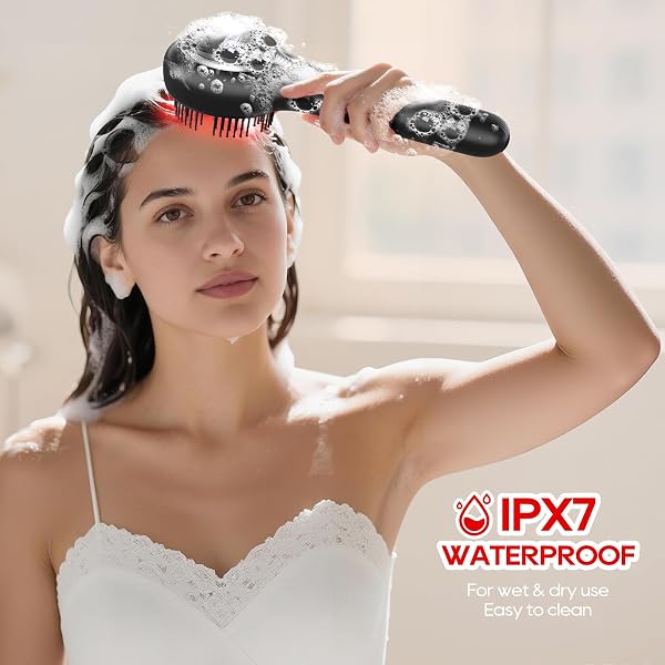 Red Light Hair Brush Scalp Massager, Portable Scalp Massager for Men Women | 3 in 1 hair massager, hair oil massager, IPX7 Waterproof Scalp Massager Comb, Cordless & Portable Adjustable Modes