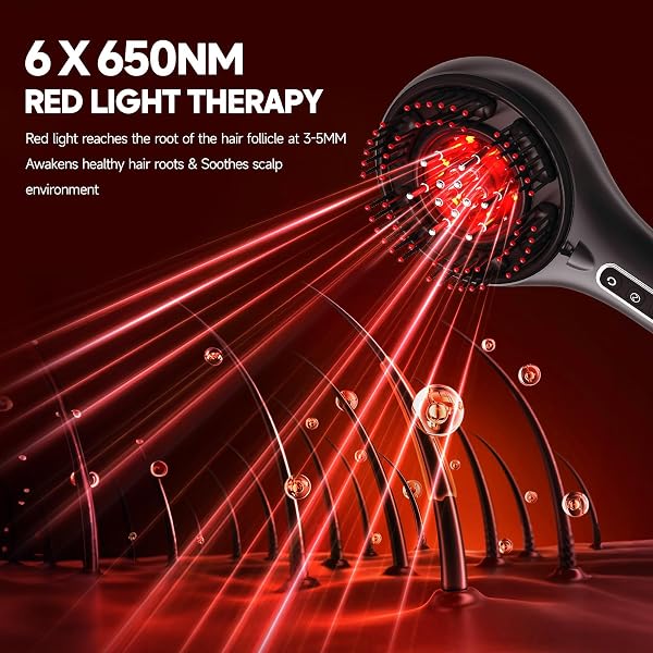 Red Light Hair Brush Scalp Massager, Portable Scalp Massager for Men Women | 3 in 1 hair massager, hair oil massager, IPX7 Waterproof Scalp Massager Comb, Cordless & Portable Adjustable Modes