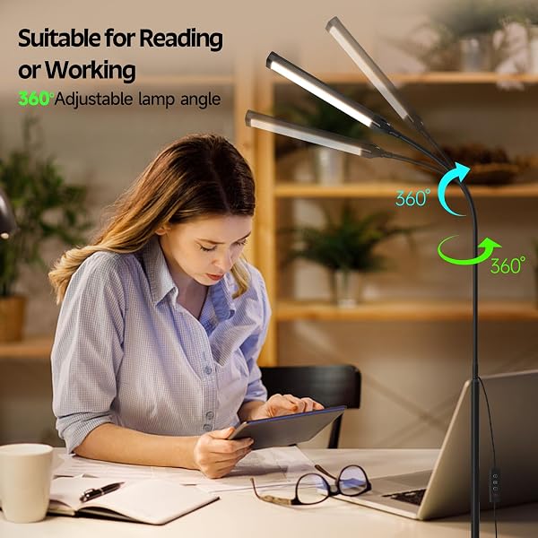 Aisutha LED Floor Lamp, Reading Lamps Adjustable Stepless Colors & Brightness Standing Lamp, Nail Tech Lamp, Lash Light for Eyelash