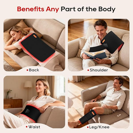 Morfone Cordless Red Light Pad, 30" x 14" Large Size Portable Infrared Light Belt for Body