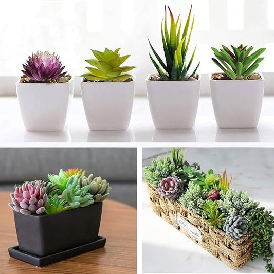 Anoak 16pcs Fake Succulents, Artificial Succulent Plants for Outdoors | Premium Faux Succulents for Indoors & Outdoors, Crafting DIY Floral Decor for Home Garden Office Party, No Watering Needed