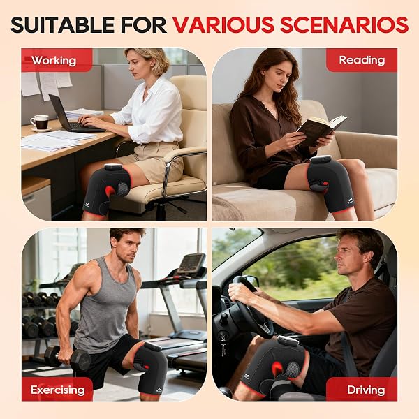 Morfone Red Light Therapy Device for Knee | 3 Vibration Modes and 4 Heating Levels,5000mAh Wireless Rechargeable, 660nm and 850nm Infrared Red Light Therapy for Knee