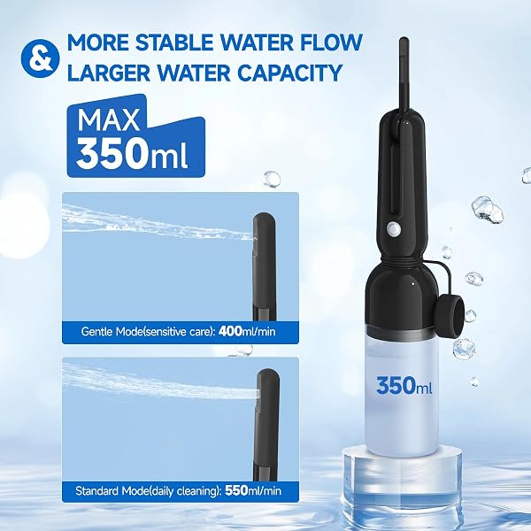 Morfone Portable Bidet for Travel, High Pressure Electric Handheld Sprayer 350ML with Dual Spray Modes, USB-C Rechargeable Waterproof Travel Bidet for Women, Men, Postpartum, Personal Hygiene(Black) | Dual Spray Modes, USB-C Rechargeable Waterproof Travel Bidet for Women, Men, Postpartum, Personal Hygiene(Black)