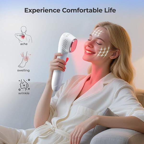 Morfone Handheld Red Light Therapy Device ，Wireless Wand for Pain Relief | Dual-wavelength 660nm & 808nm | Cordless design | Includes safety glasses | For knee, wrist, pets | Home & travel use | White