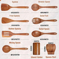 ACMETOP Wooden Spoons for Cooking, 9 Pcs Natural Teak Kitchen Utensil Set with Utensils Holder & Spoon Rest, Wooden Cooking Utensils for Nonstick Pans & Cookware