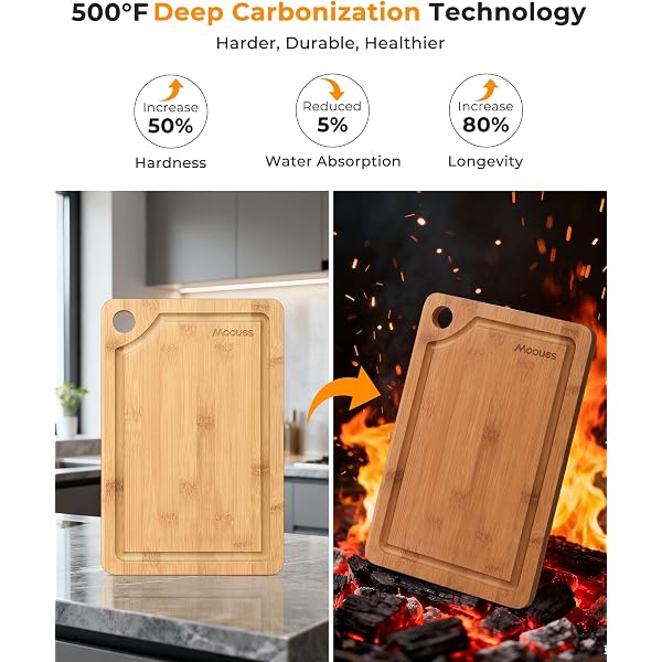 Bamboo Cutting Board for Kitchen, Knife-Friendly Wooden Cutting Boards Set 3-Piece with Juice Groove, Durable Chopping Boards for Meat, Vegetables, Fruits, Cheese – Multi-Purpose, Kitchen Gifts