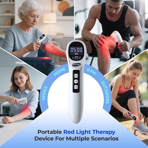 Morfone Handheld Red Light Therapy Device ，Wireless Wand for Pain Relief | Dual-wavelength 660nm & 808nm | Cordless design | Includes safety glasses | For knee, wrist, pets | Home & travel use | White