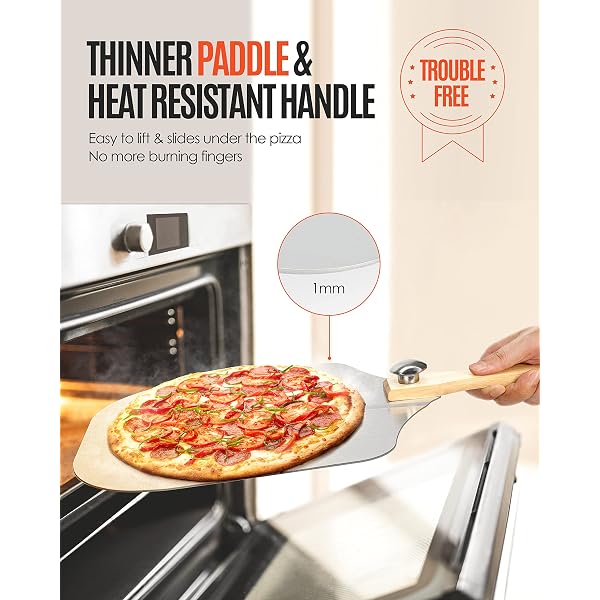 Mooues Pizza Peel Aluminum 12 inch Pizza Spatula with Rocker Cutter | Metal Pizza Paddle(12'x 14') Foldable Wood Handle, [Storage bag included], for Family Pizza Oven Baking Pizza, Dough& Pastry