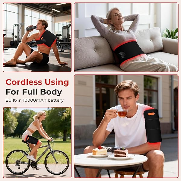 Morfone Cordless Red Light Pad, 30" x 14" Large Size Portable Infrared Light Belt for Body