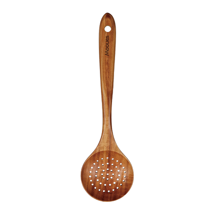 Natural Teak Wooden Kitchen Utensil - Comfort Grip Cooking Spoons-slotted spoon